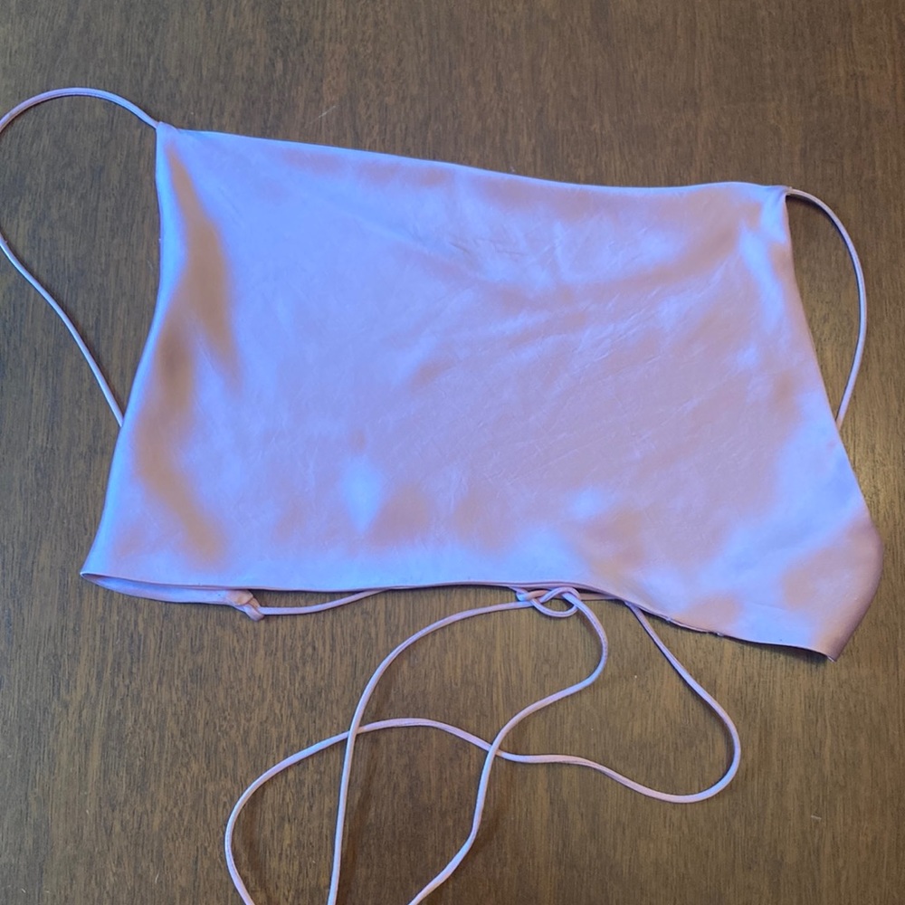 Zara silky pink backless shirt